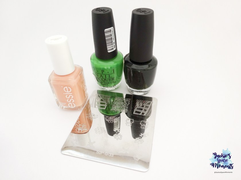 Essie Perennial Chic, OPI Front Lawn, OPI Here Today ... &nbsp;Aragon Tomorrow and Dashica plate SdP-33