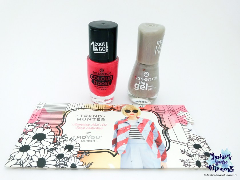 Essence the gel nail polish Modern Mattv100 miracle stone, Essence colour boost 08 instant party, Moyou London Trend Hunter 07