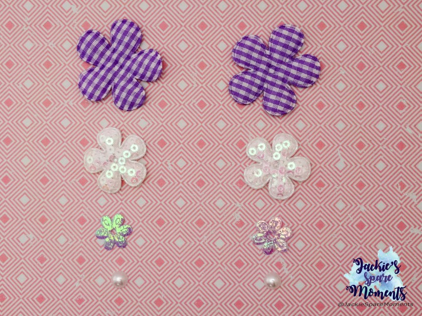 Floral appliques and pearl flatbacks