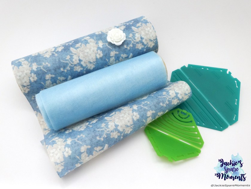 Blue floral fabric, blue organza, Clover Kanzashi pointed petal small and large, resin flower for centre