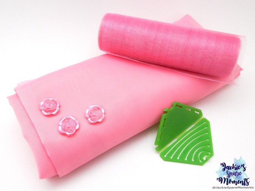 Light pink satin, Light pint organza, pink resin flowers and Clover Kanzashi Flower Maker Pointed Petal Small