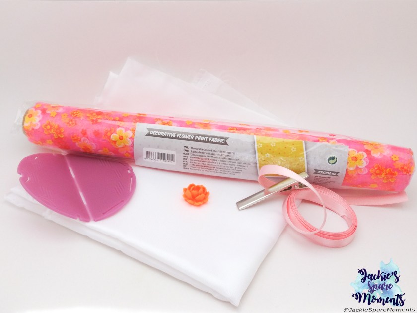 Materials used for pink summer flower hair bow, Clover Kanzashi Flower Maker Orchid Petal Large, satin, printed organza, resin flower