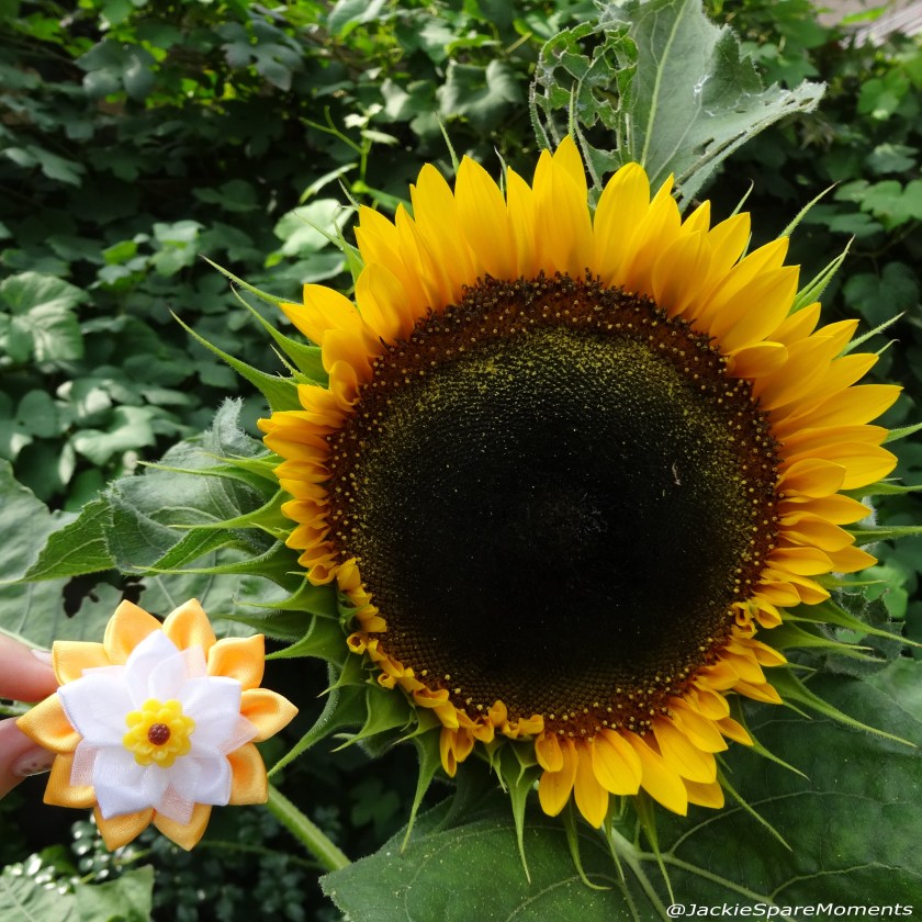 Sunflower with sunflower hair bow