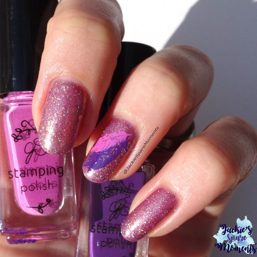 Wikkid polish I'm a magpie for pretties (direct sunlight with a little stamping)