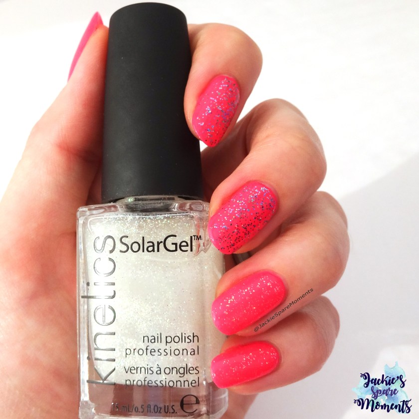 Kinetics Silver Fairy Dust over Kinetics Raspberry Mojito (ring finger and little finger)