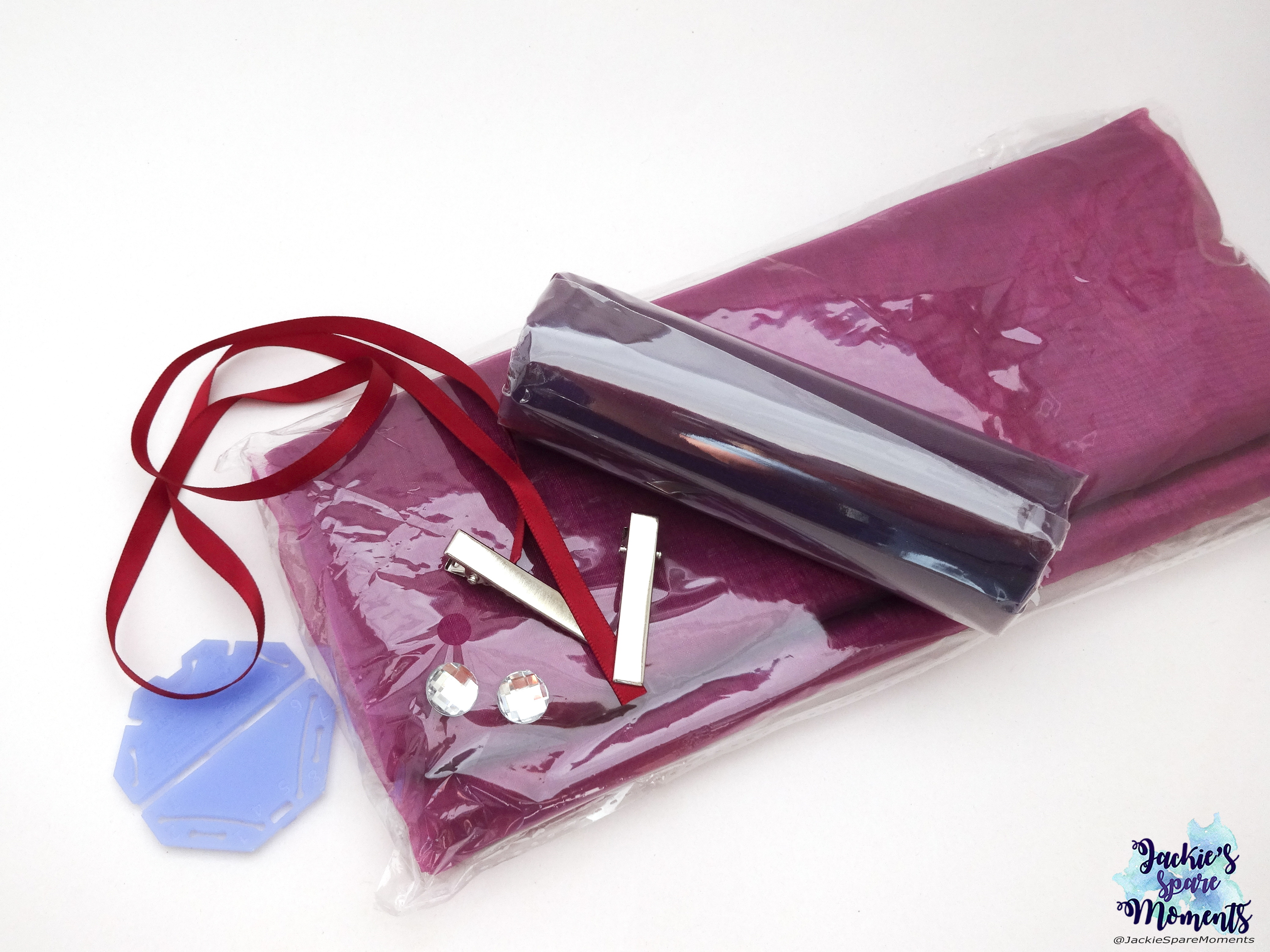 two shades of purple/eggplant organza, ribbon, alligator clips, Clover Kanzashi Flower maker Daisy petal small size