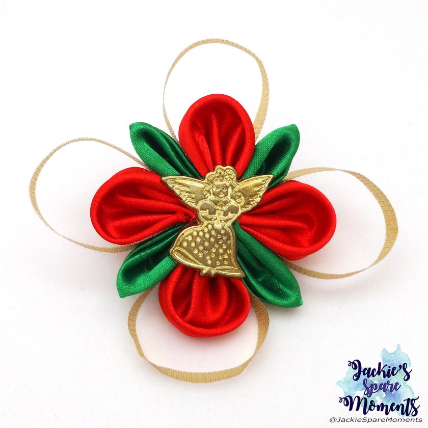 Christmas hair bow with angel center
