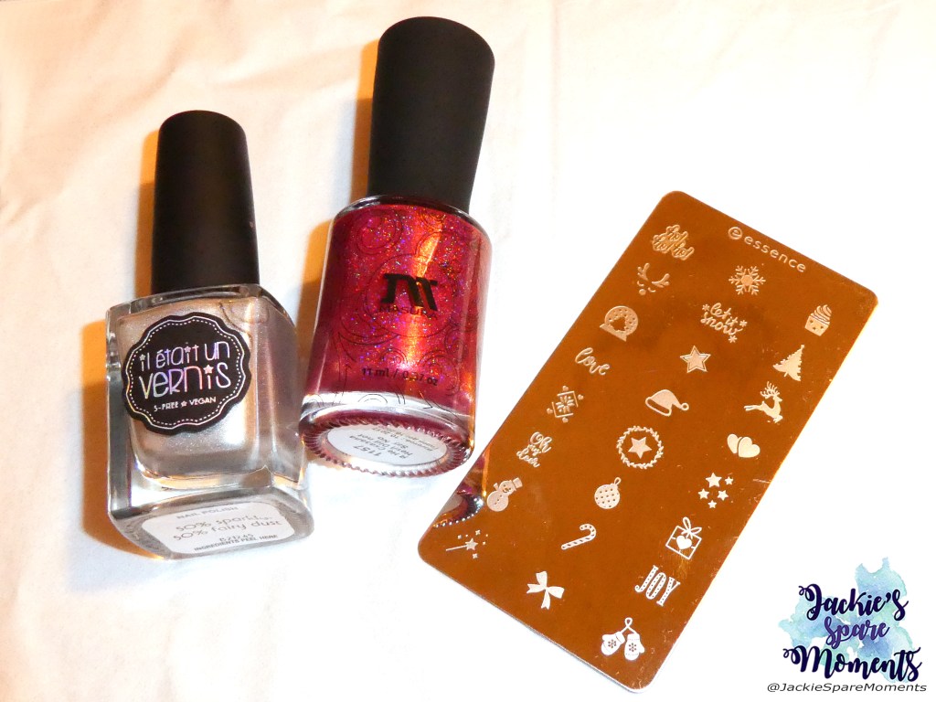 Masura I did not say no, Il etait un vernis 50% sparkly, 50% fairy dust, essence Christmas stamping plate.