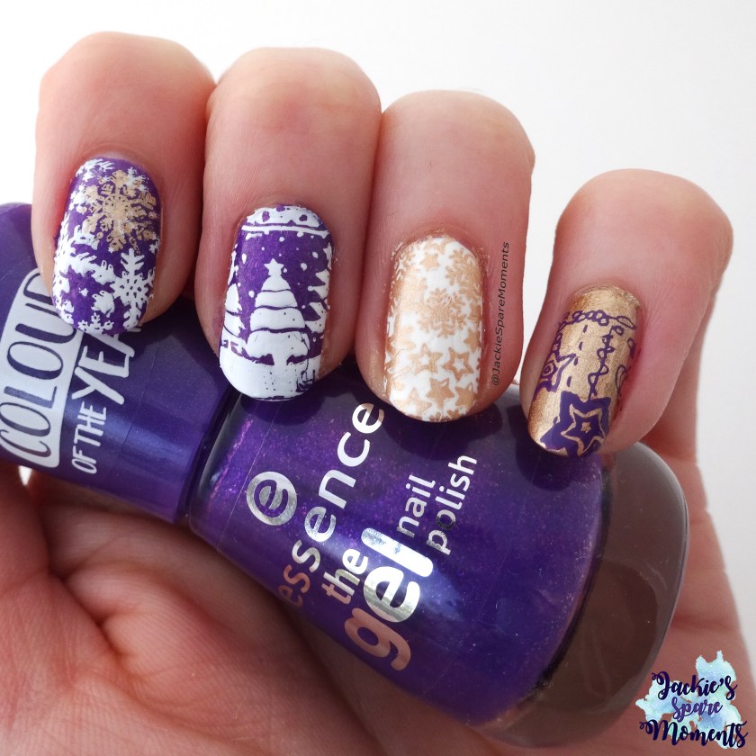 Purple Christmas nails with essence the gel polish 118 ultra violet. Pantone colour of the year 2018