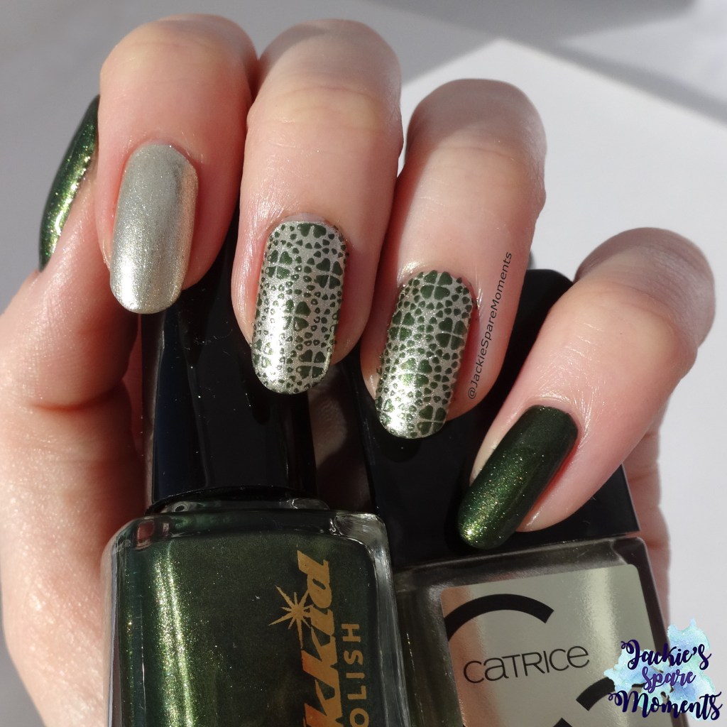 St. Patrick's day nails using Wikkid polish Forest and Catrice 78 You glow my mind