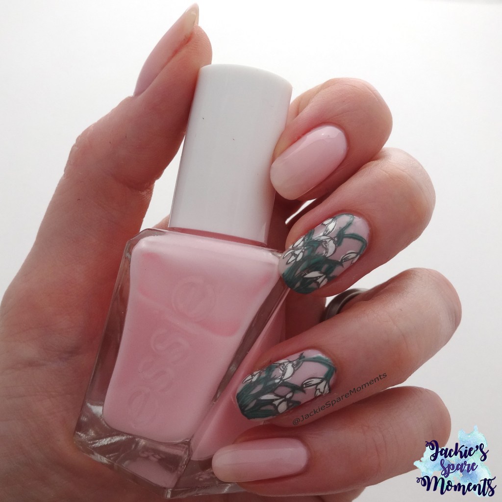 Snowdrop nail art with Essie Inside Scoop as base