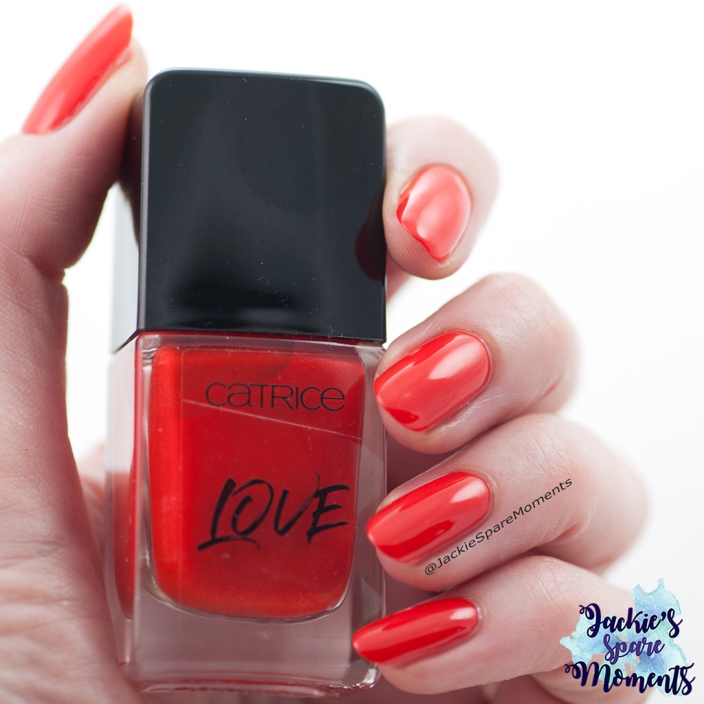 Nail polish swatch of Catrice ICONails Make Your Polish A Priority as Pantone Fiesta