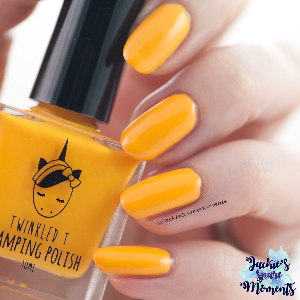 Twinkled T stamping polish Saucey as Pantone Mango Mojito