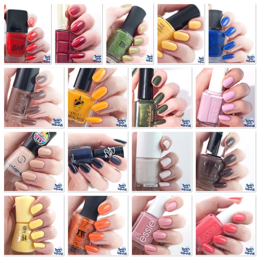 Collage of the nail polish swatches for Pantone spring summer 2019