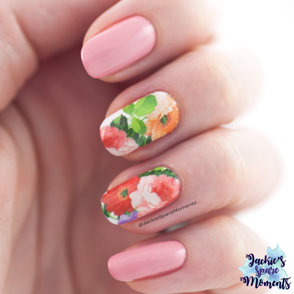Floral Mother's Day nails with water decals.