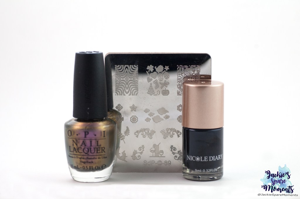 Materials used: OPI Kermit me to speak, black stamping polish, Dashica stamping plate SdP-89