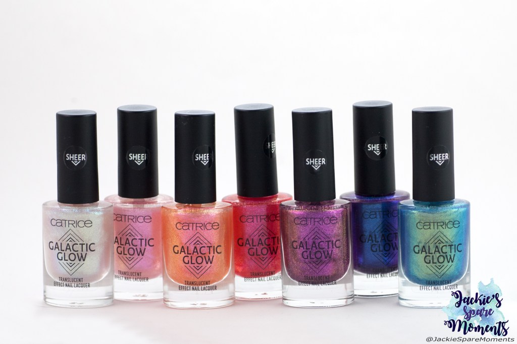 Catrice Galactic Glow left to right: 01 Night-Time Stargazing, 02 Enchanted By Prismatic Spell, 04 Fast As Lightning Speed, 05 Watch Out! Universe Blaze, 06 Conquer The Auroral Belt, 07 Feel The Cosmic Vibe, 08 Follow The Zodiacs