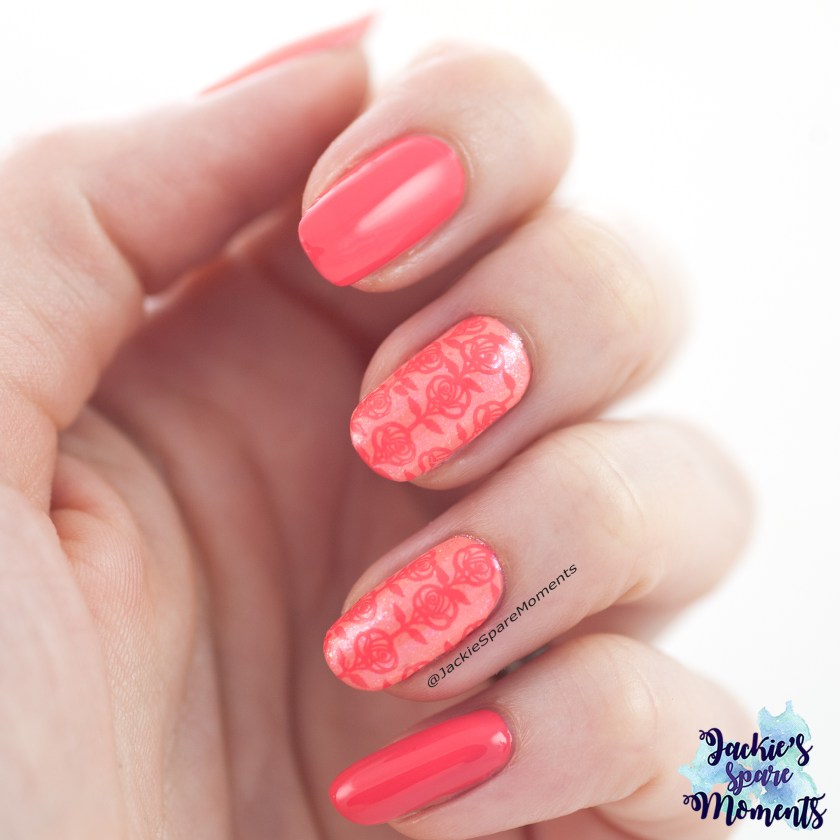 Coral Roses Nail Art