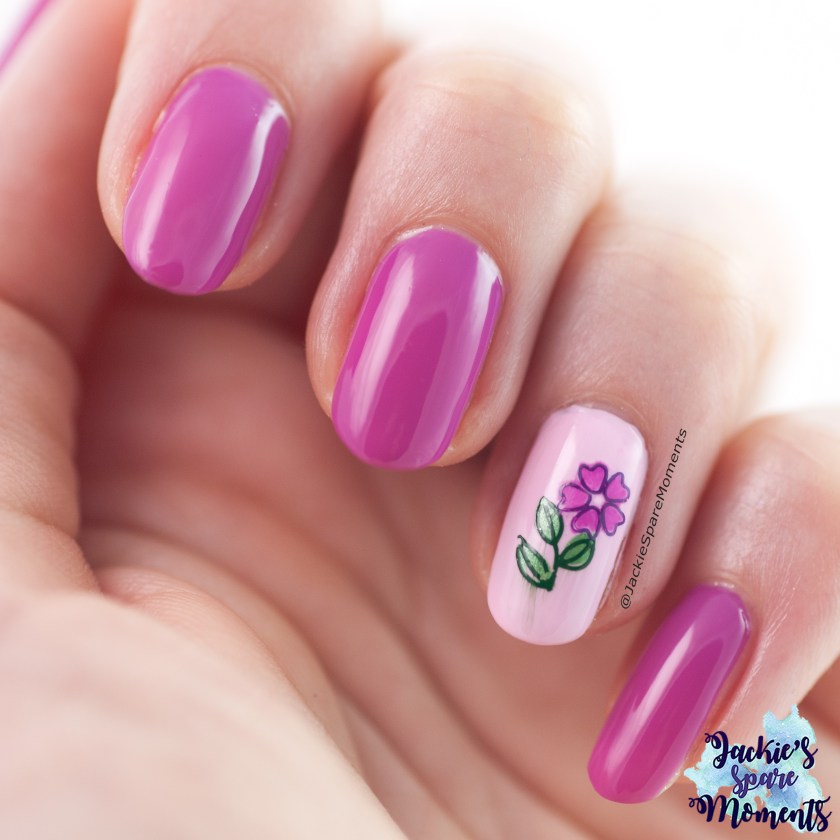 floral nail art with KADS stamping plates FLOWER 043 and 044