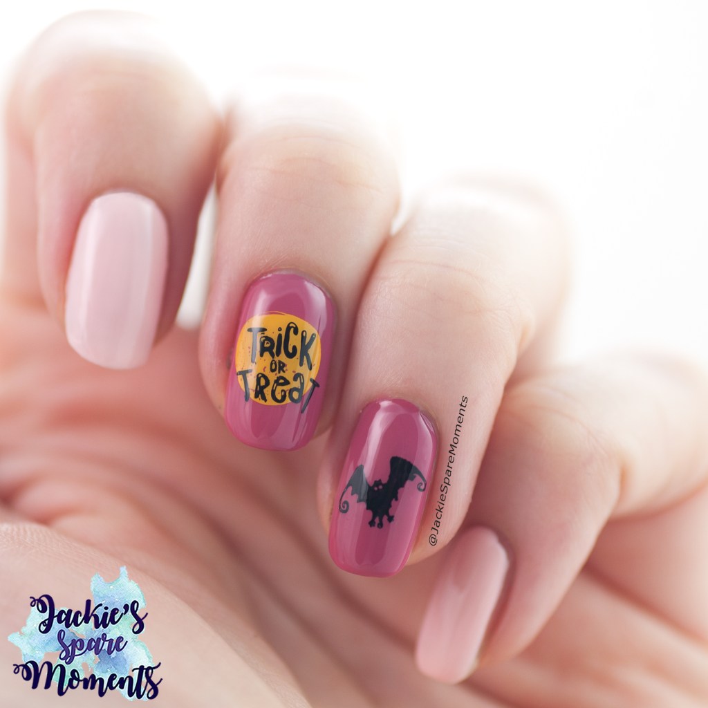 Pink Halloween nail art