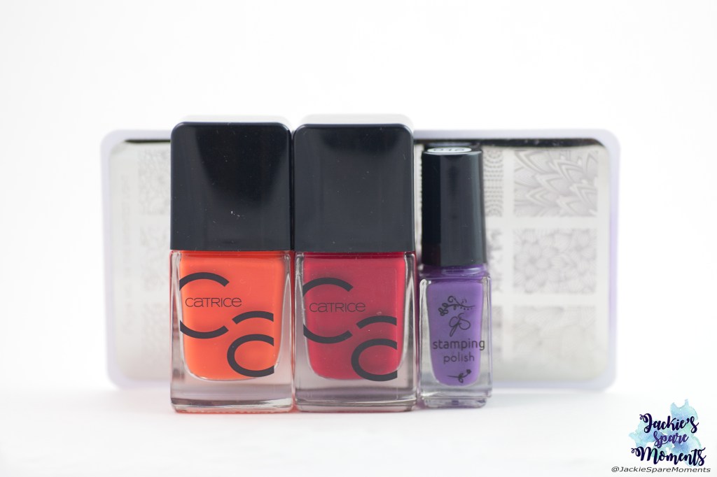 Materials used: Catrice ICONails Gel Lacquer 46 Work Hard, Play Orange, 02 Bloody Mary To Go, Clear Jelly Stamper stamping polish 016, Moyra stamping plate 114