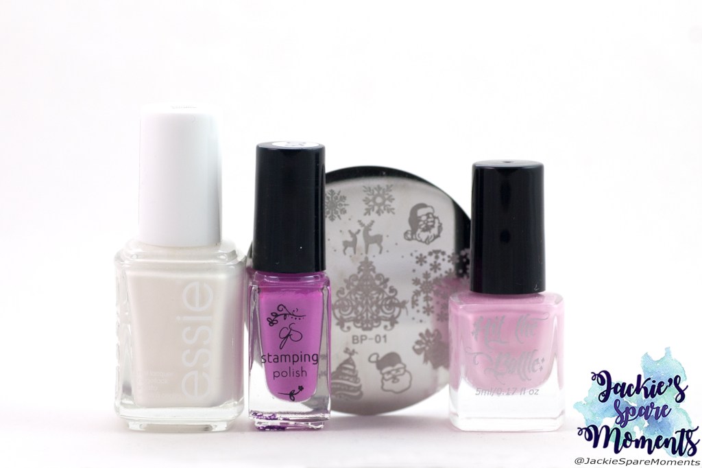 Materials used: Essie Sweet Soufflé, CJS stamping polish 019, Hit the bottle stamping polish Bubblegum Bliss, BornPretty stamping plate BP=01