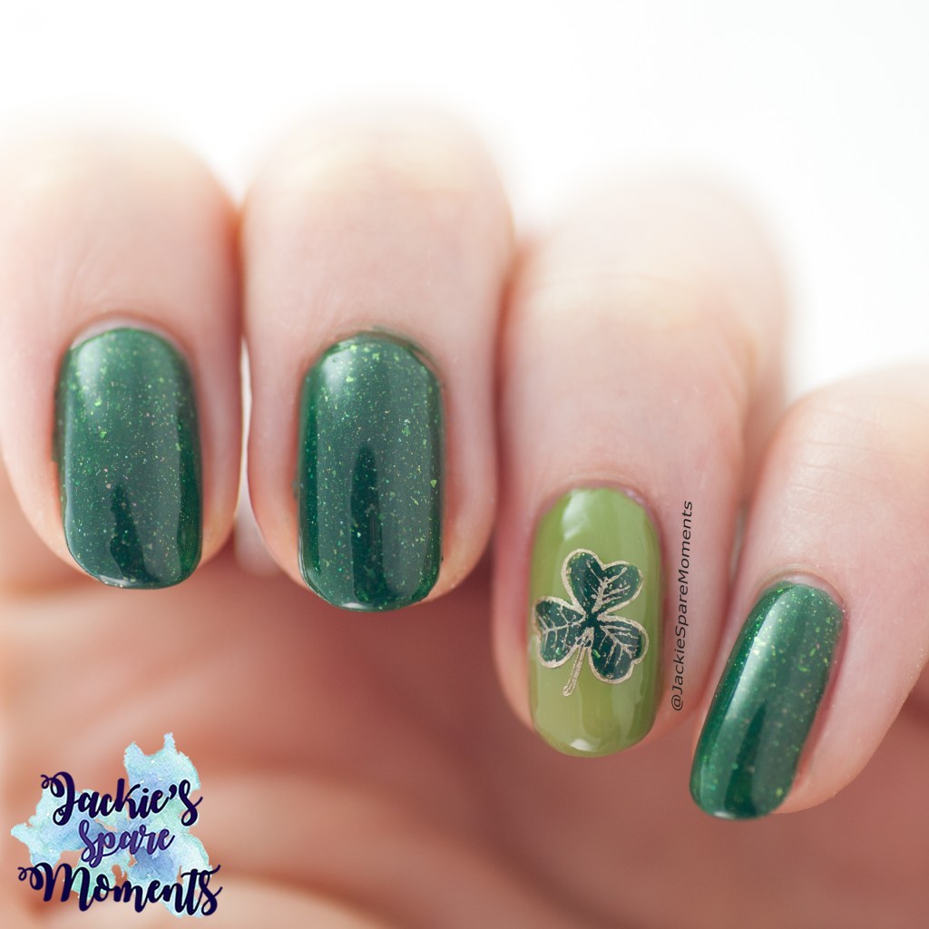 St Patrick's Day nail art with a clover