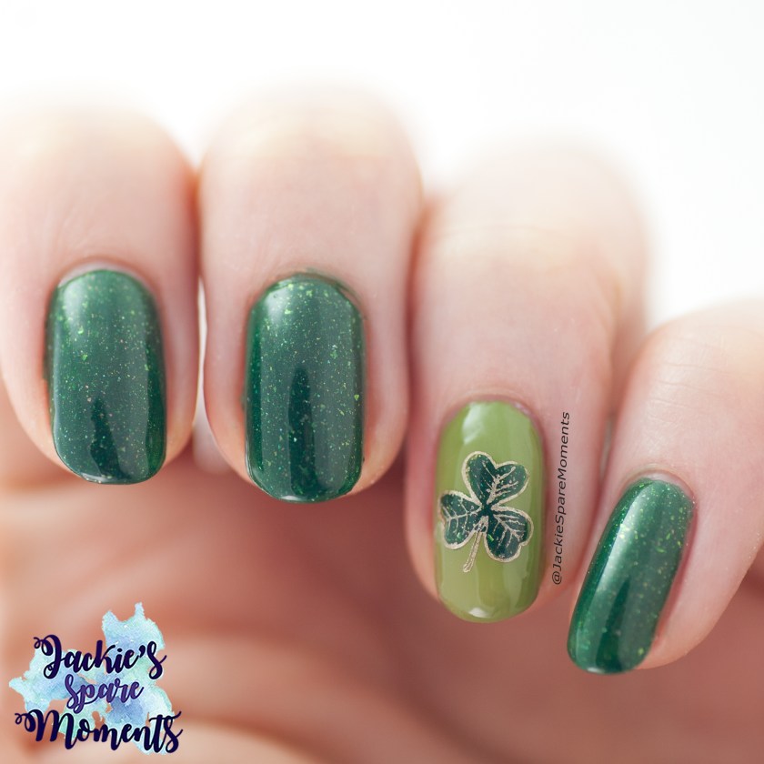 St Patrick's Day nail art with a clover
