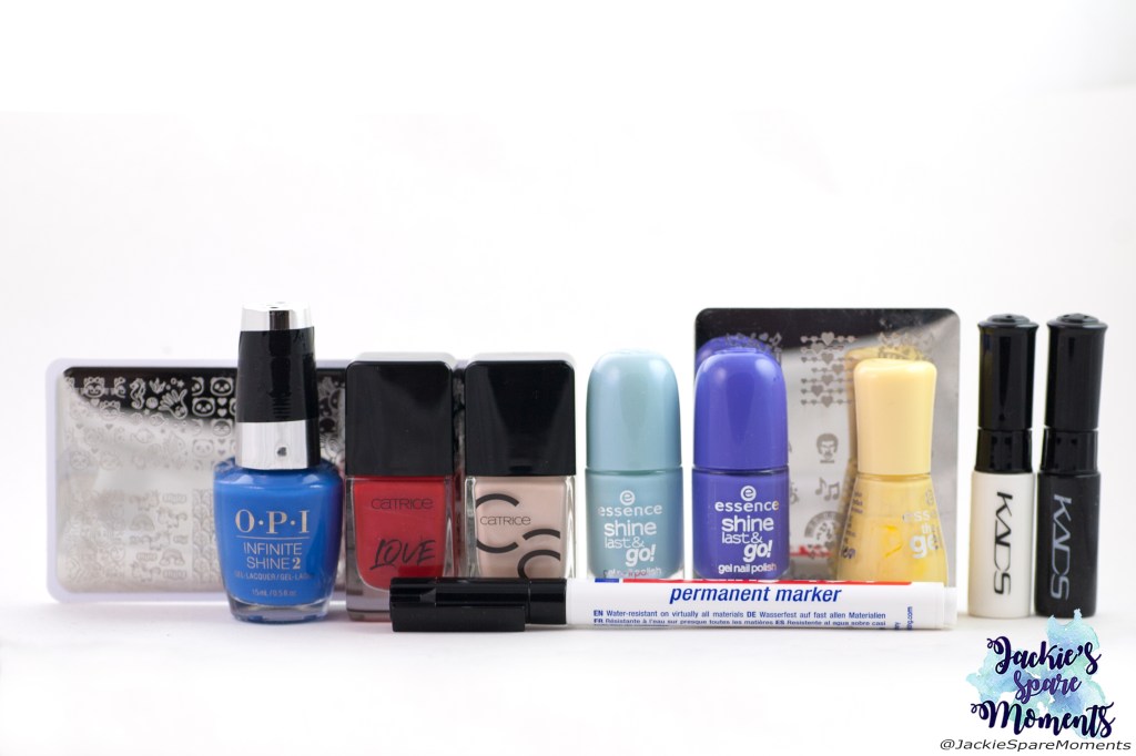 Materials used: OPI Tile Art to Warm Your Heart, Catrice ICONails 57 Make Your Polish A Priority, Catrice ICONails 12 Creaming Of You, essence Schine last & go 35 Take me to heaven, essence Shine last & go 45 creating memories, essence the gel polish 38 love is in the air, KADS stamping polish white, KADS stamping polish black, BornPretty stamping plate BP-L088, Dashica stamping plate SdP-111, fine tipped permanent marker