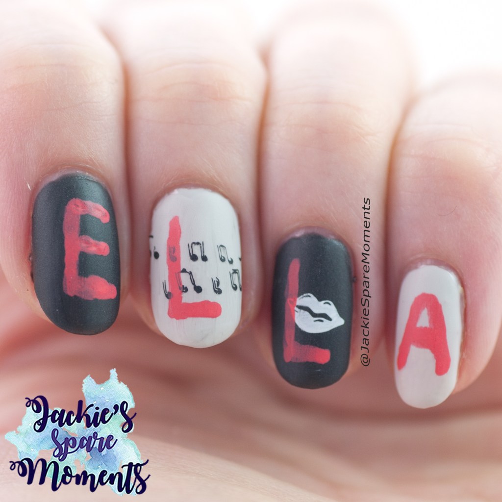 Nail art depicting the song Ella elle l'a by France Gall