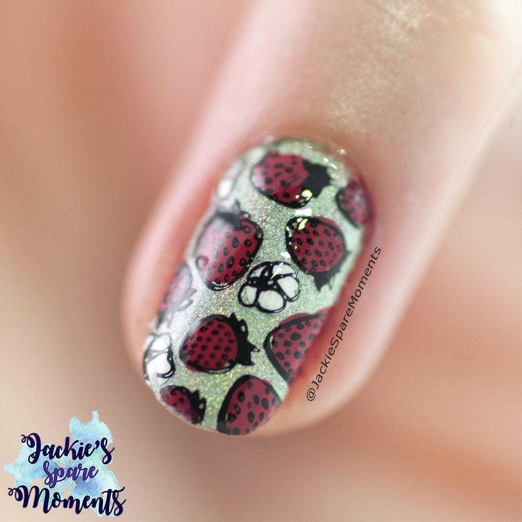 Macro shot of strawberry nail art