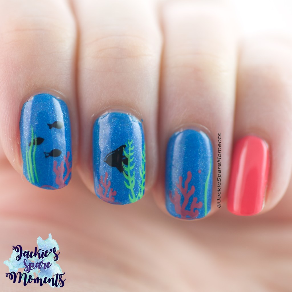 Tropical fish mani in bright neon colours