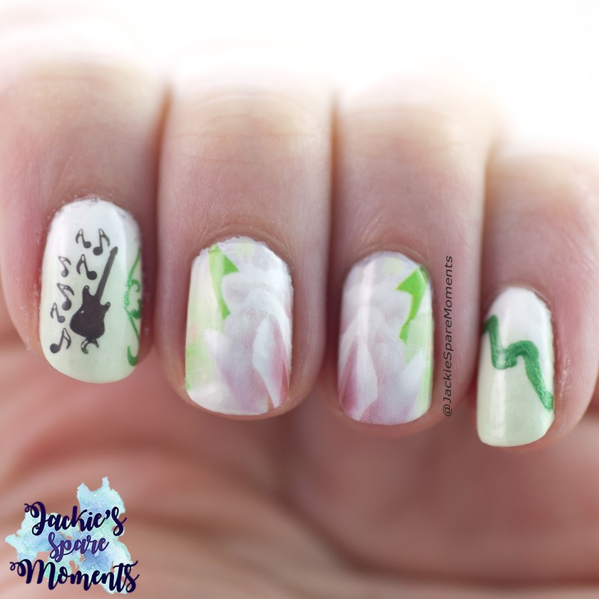 Nail art inspired by Roller Coaster by Dani Vera, with magnolia decals