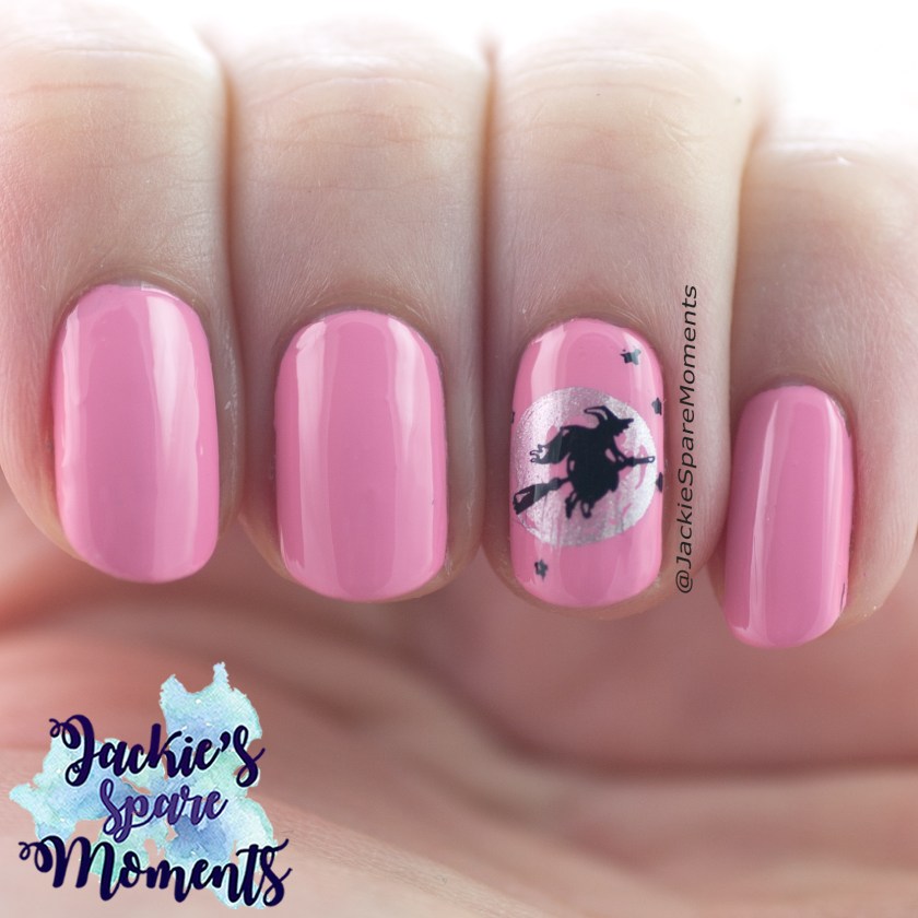 Pink Halloween nail art