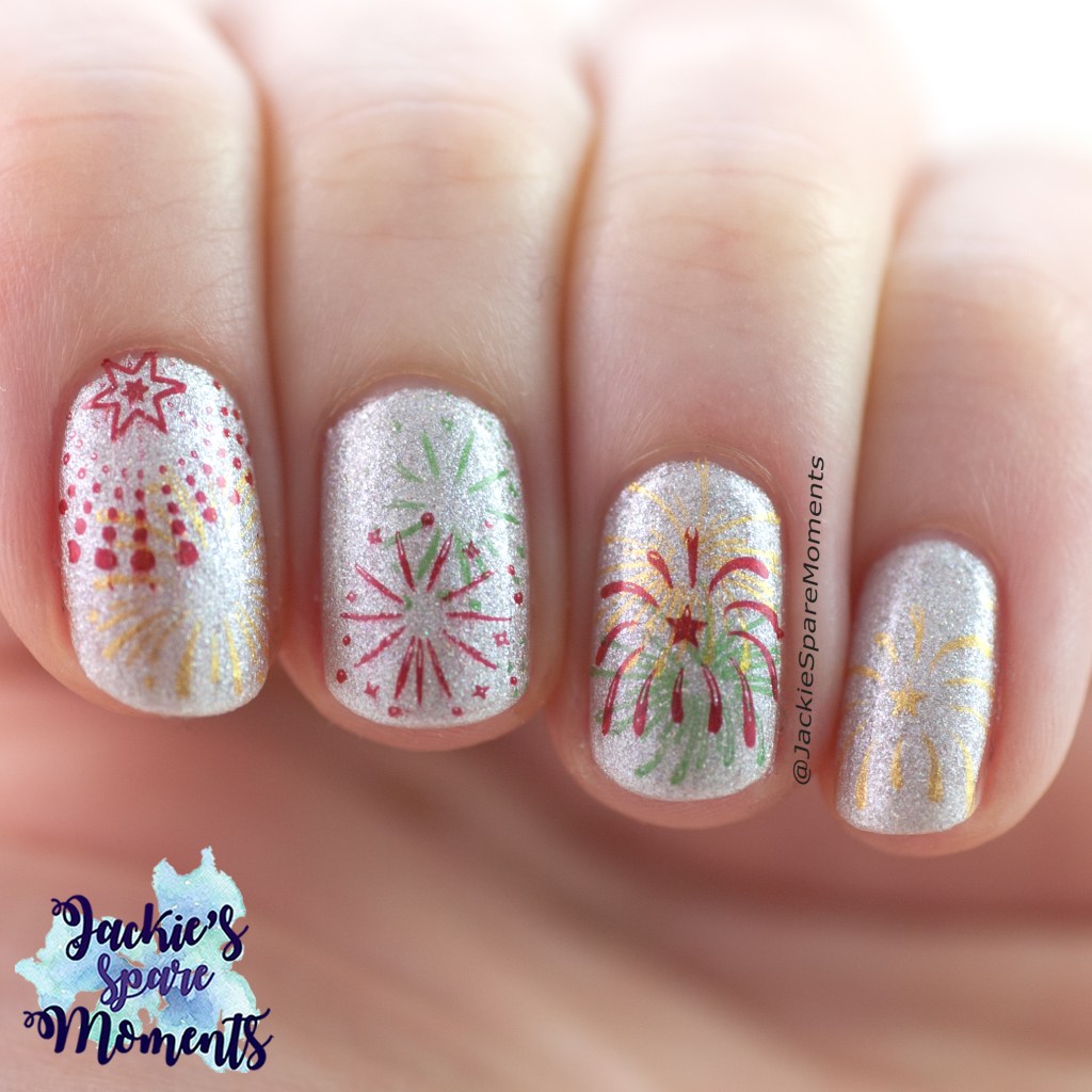 New Year's fireworks nail art