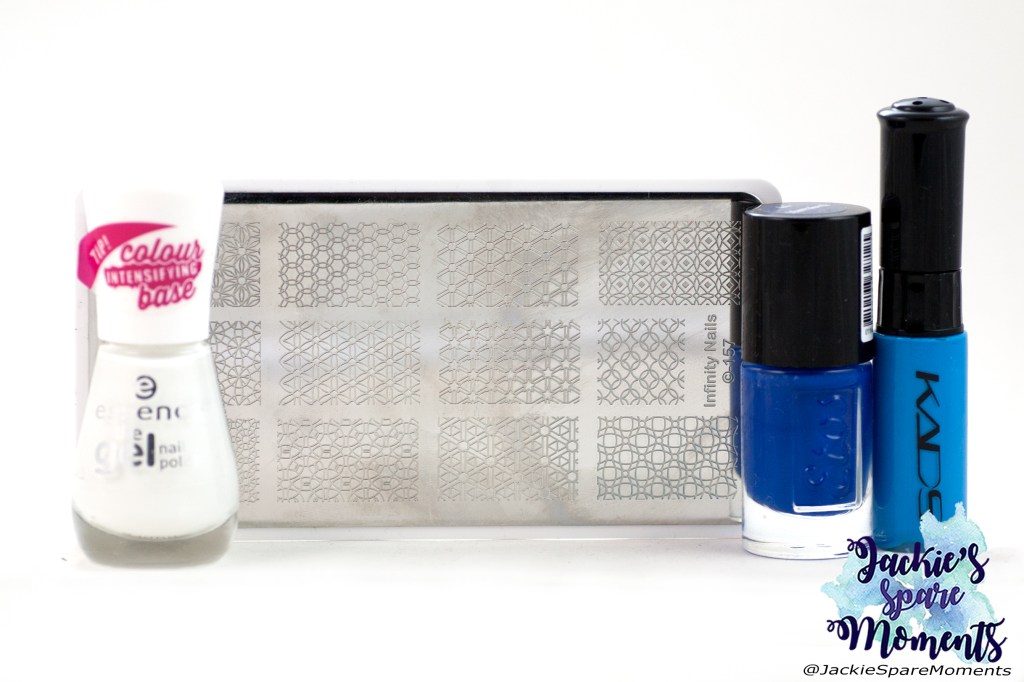Materials used: essence 33 wild white ways, Etos Nail polish Marrakech, KADS stamping polish 030 en Dashica Infinity Nails stamping plate 157