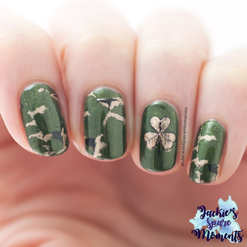 St Patrick's Day nail art with green marble nails