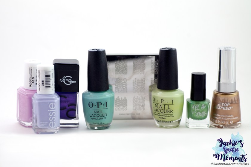 Materials used: OPI Gargantuan Green Grape, OPI Closer than you might Belem, several colours for the Easter eggs, Hit the bottle stamping polish cactus juice, Revlon TopSpeed 24K (for stamping), KADS stamping plate Festival 005.