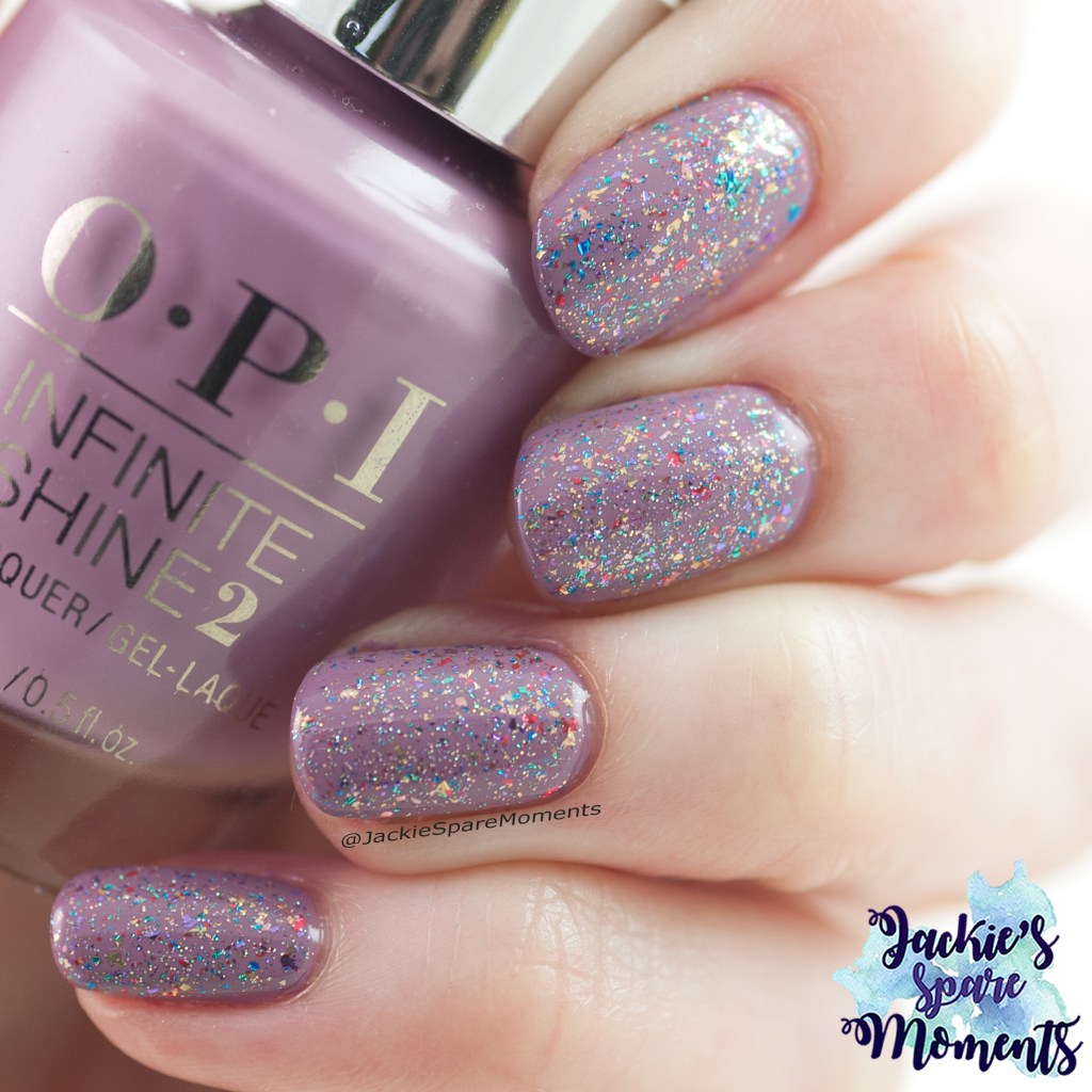 OPI One Heckla of a Color! with toppers Rogue lacquer Kaleidoscope and China Glaze Fairy Dust