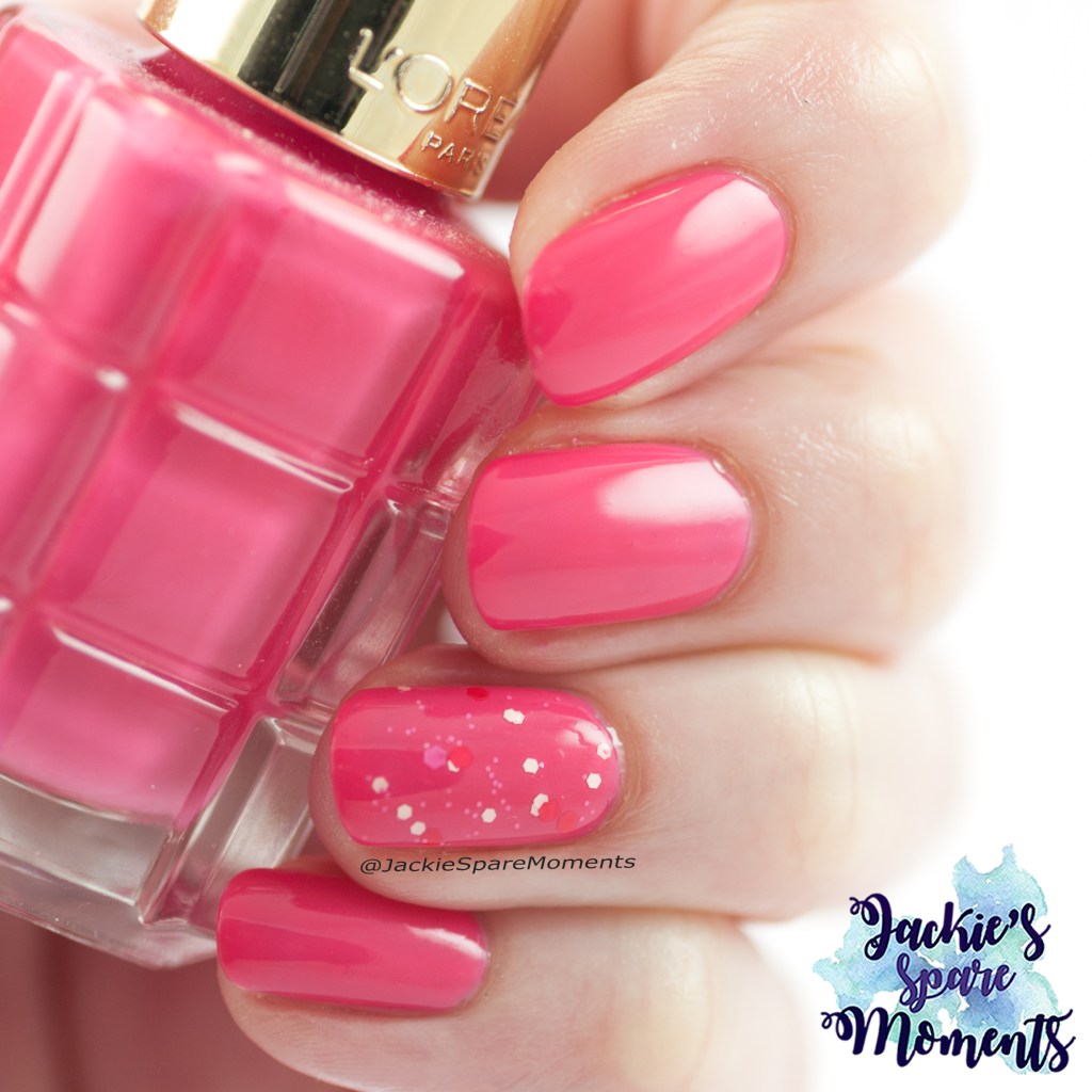 L'Oreal nail lacquer 226 Nymphea with accent Essie you're so cupid