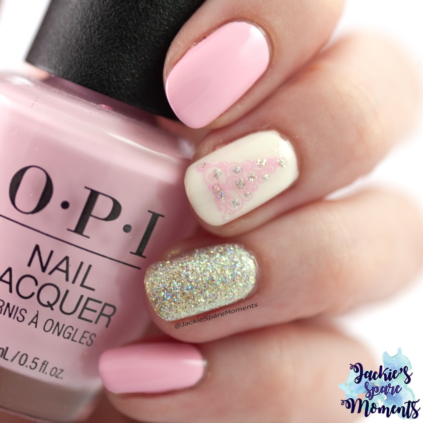 OPI Mod About You with Christmas nail art with accent nail with Essie sweet soufflé and Morgan Taylor Coming up Crystal. Inspired by somecallmecoco.