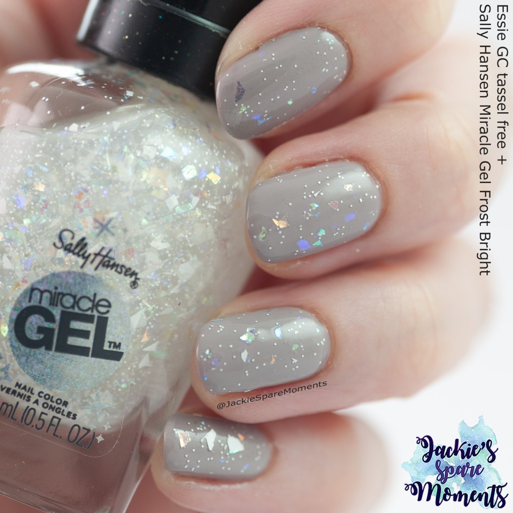 Essie Gel Couture tassel free with Sally Hansen miracle gel 914 Frost Bright