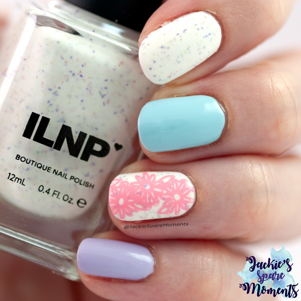 Spring nail art with ILNP Sugar high, Catrice ICONails 76 Do It, With Lavender and 165 Glacier Express