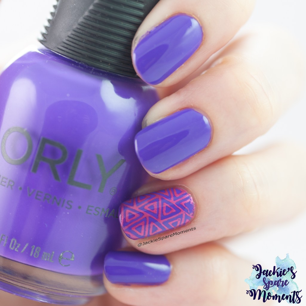 Orly Synthetic Symphony with accent nail art (stamping)