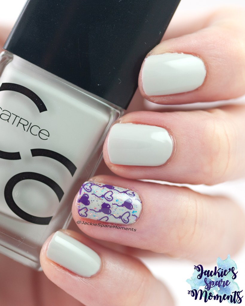 Catrice ICONails 175 Too Good To Be Taupe with Valentine's Day accent nail art. 
