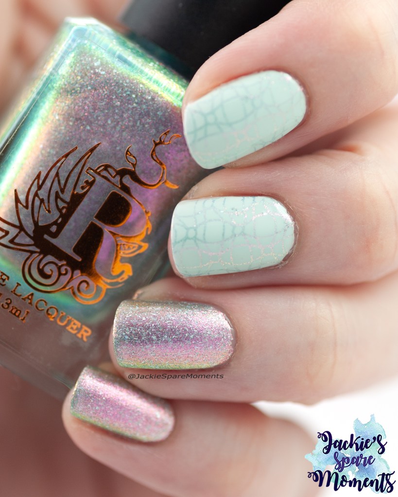 Rogue Lacquer Super Cell and Essie first kiss bliss with stamping