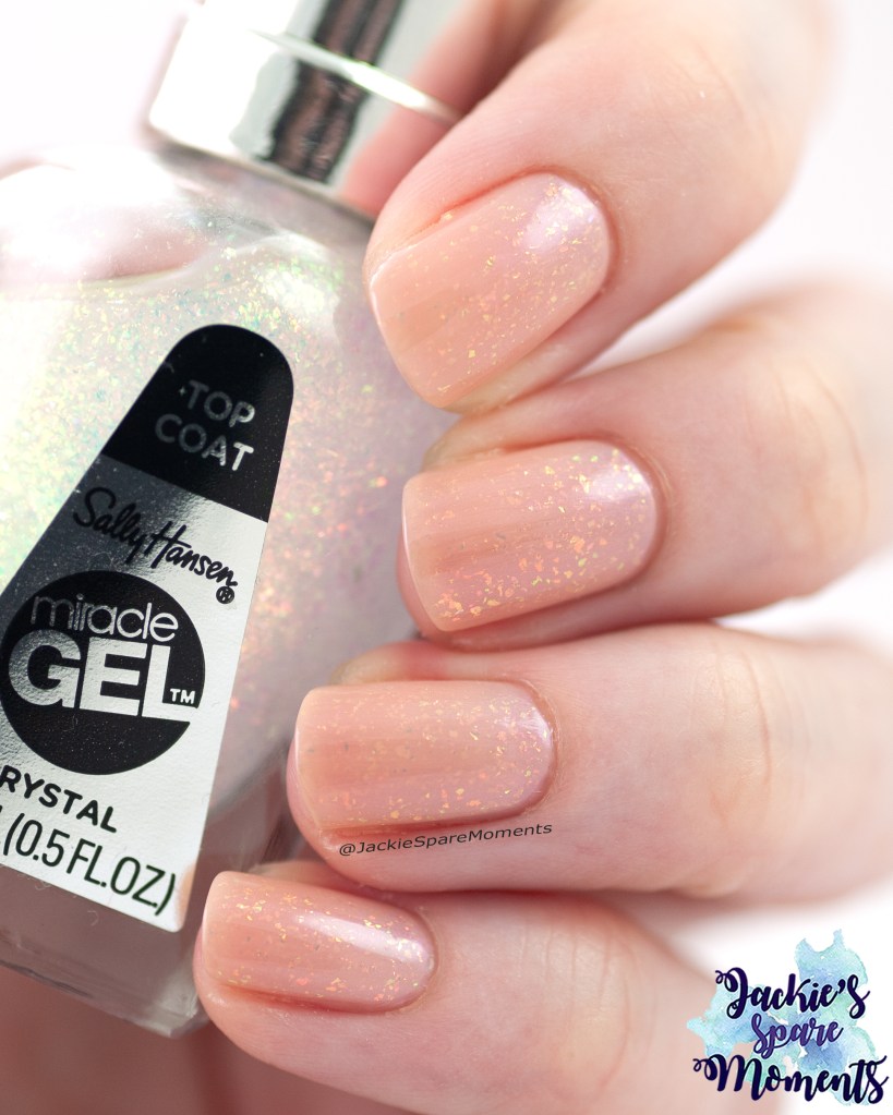 Catrice More than Nude 05 Rosey-o and Sparklet in sandwich with Sally Hansen 105 Crystal Top Coat