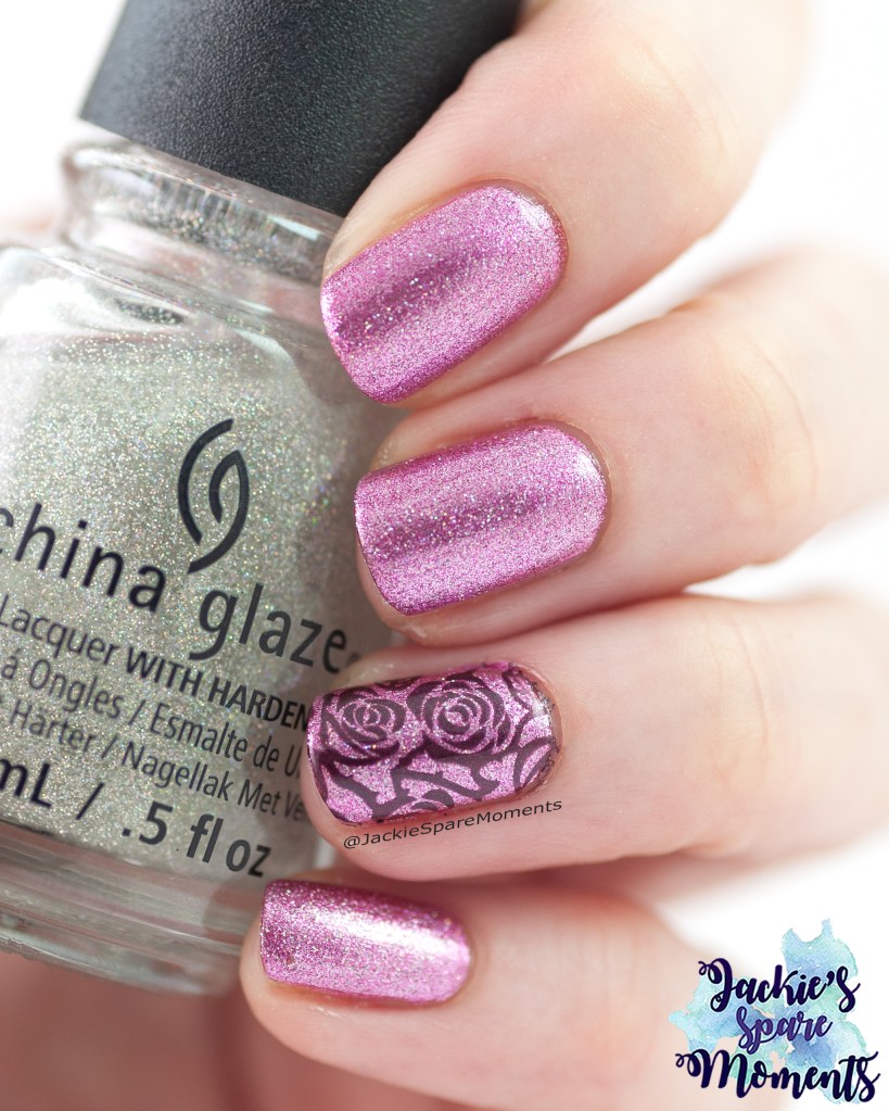 Essence Hidden Jungle 04 Pink Mystery topped with China Glaze Fairy Dust