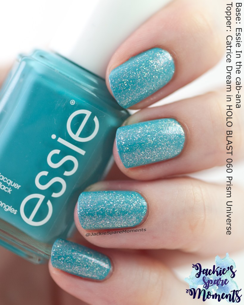 Essie in the cab-ana topped with Catrice Prism Universe 