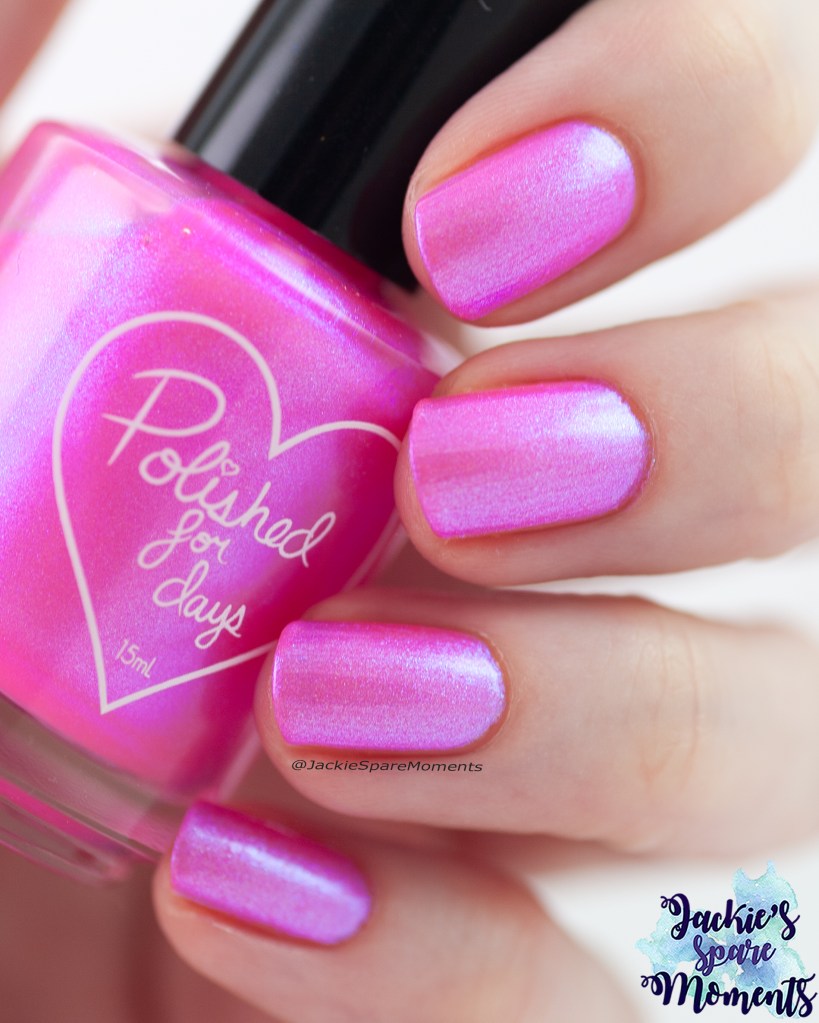 PfD Barbie On The Boardwalk neon magenta nail polish with blue-purple shimmer